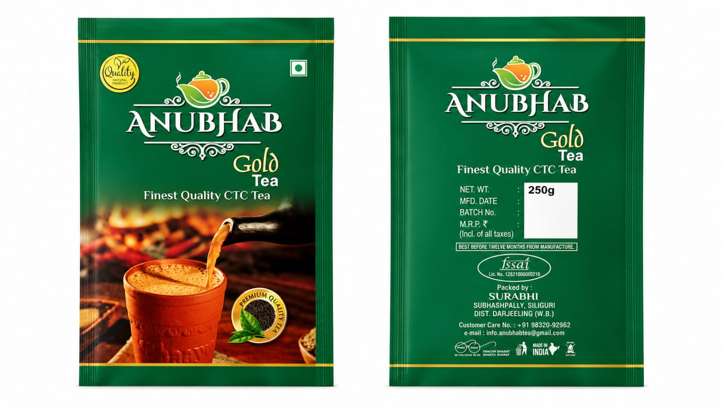 Anubhab Gold CTC Tea – Premium Strong & Refreshing Chai (250g)